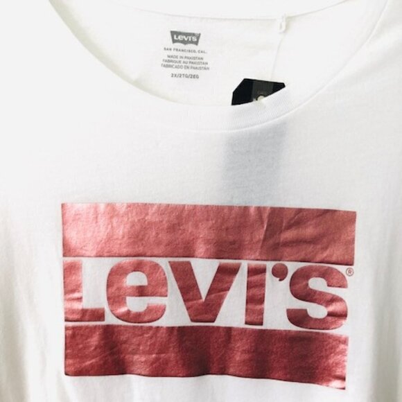 Levis Womens White T-Shirt Rose Gold Logo - Picture 6 of 8